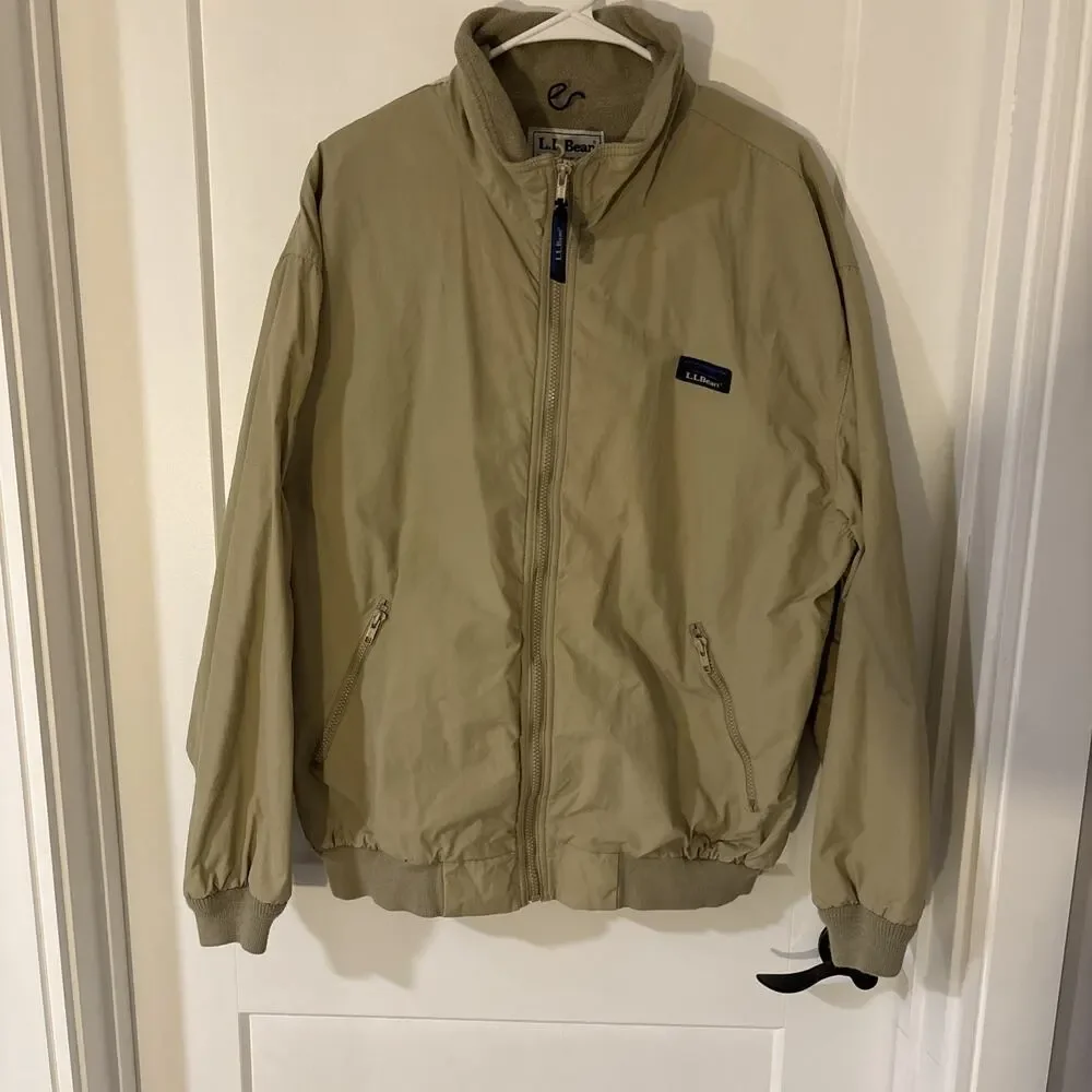 Vintage L.L. Bean Three Season Jacket Men's Sz XL Beige Brown Fleece Lined USA